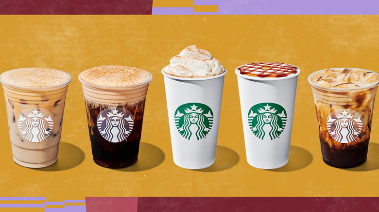 Starbucks fall beverages lined up