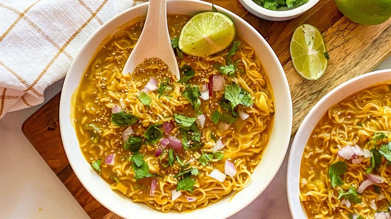 bowls of pumpkin spice ramen