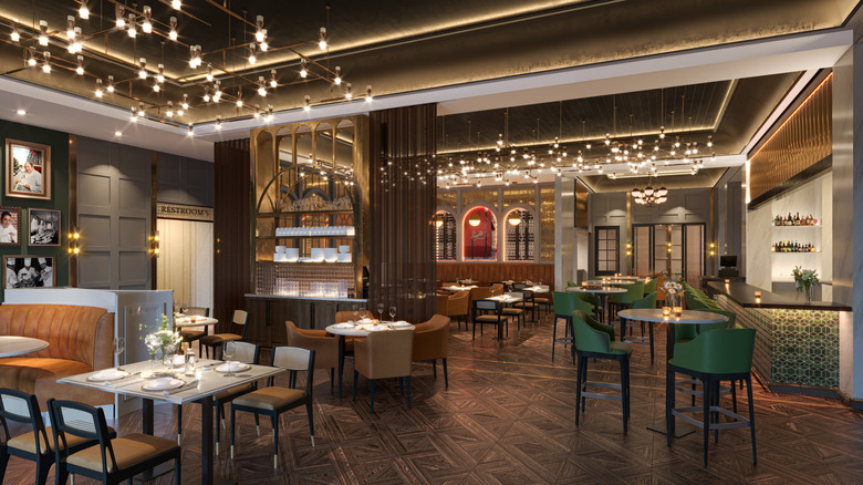 rendering of emeril's brasserie restaurant dining room