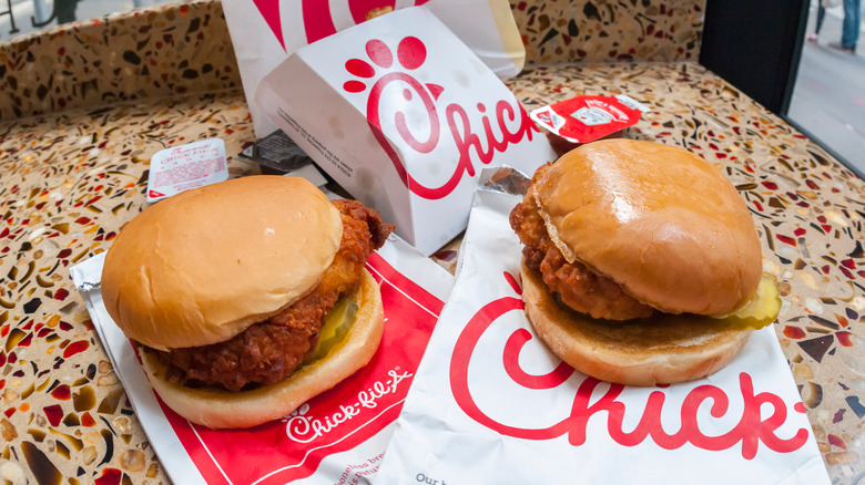 Chick-fil-A sandwiches on table