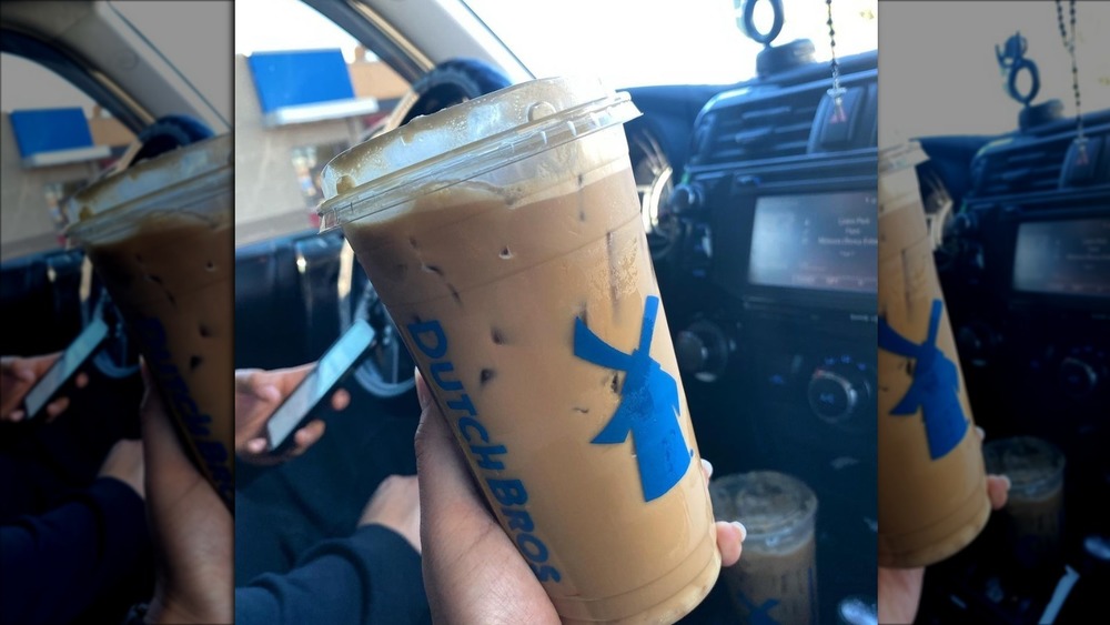 A takeaway cup from Dutch Bros Coffee