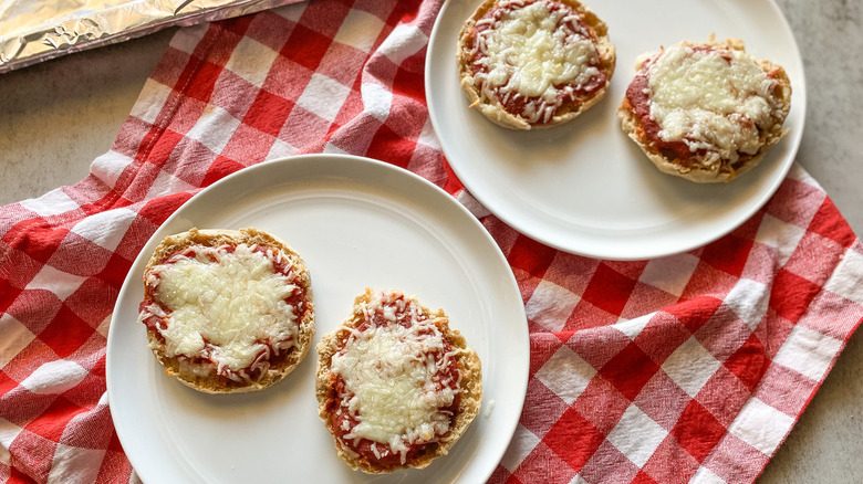 english muffin pizzas on plate