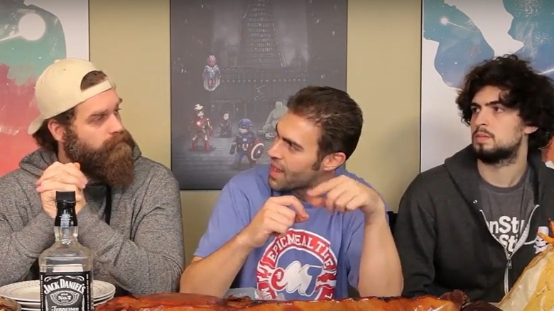 A still from the 3 Pigs feat Yung Turkey episode of Epic Meal Time