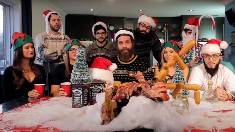 A still from the Foodolph The Dead Nose Reindeer episode of Epic Meal Time