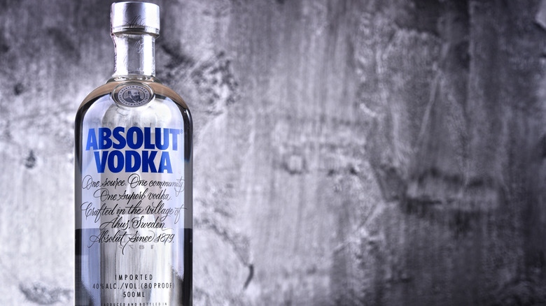 Bottle of Absolut Vodka on the table