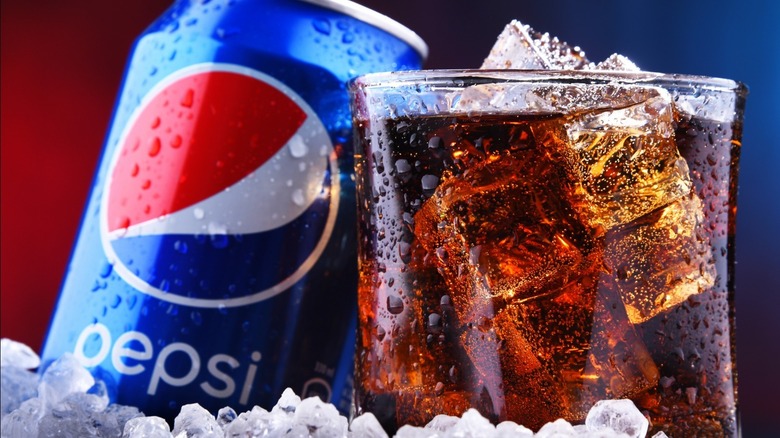Can and glass of Pepsi