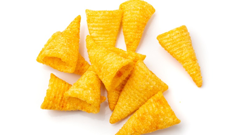 Bugles chips on white background