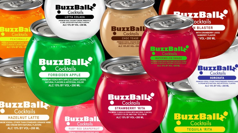 round containers of BuzzBallz cocktails