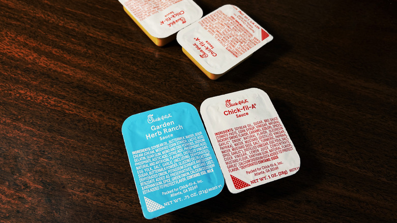 Packets of Chick-fil-A sauce