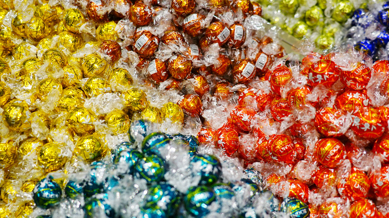 Assortment of multicolored truffles