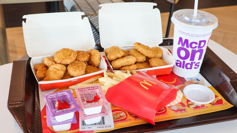 McDonalds nuggets meal on tray
