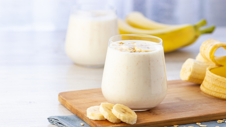 smoothie and a cut banana