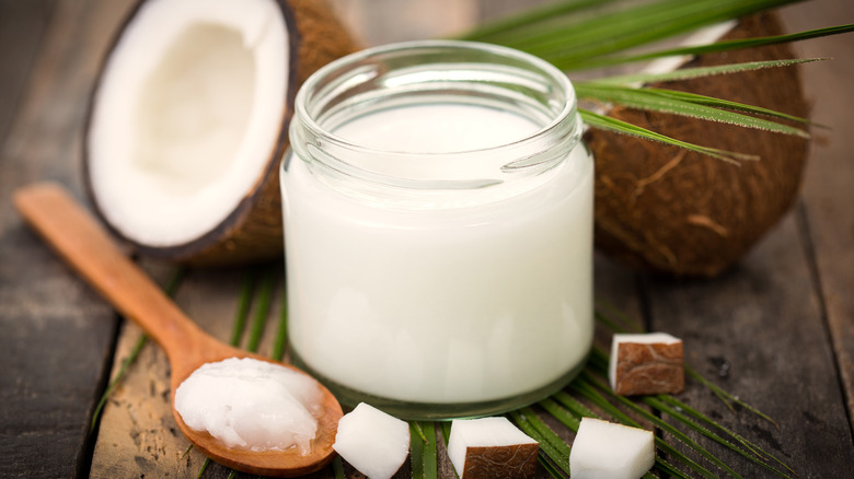coconut milk with coconut pieces