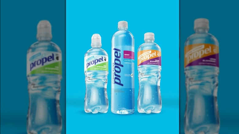 Several bottles of Propel water