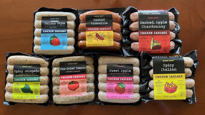 packages of Trader Joe's chicken sausage