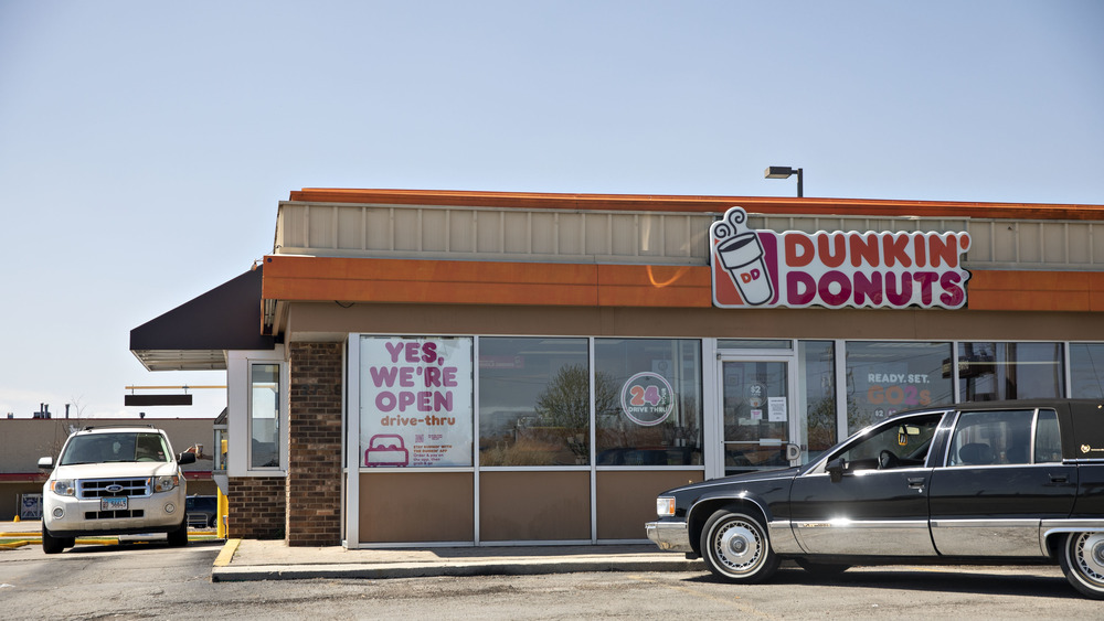 Car at Dunkin' drive-thru