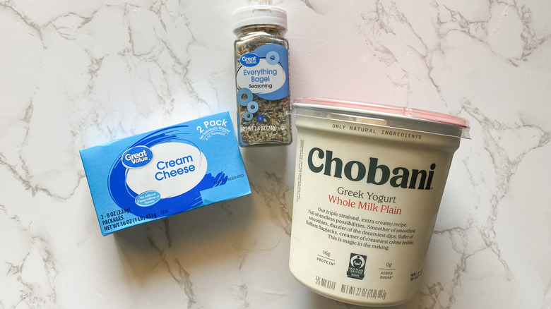 Ingredients for everything bagel dip