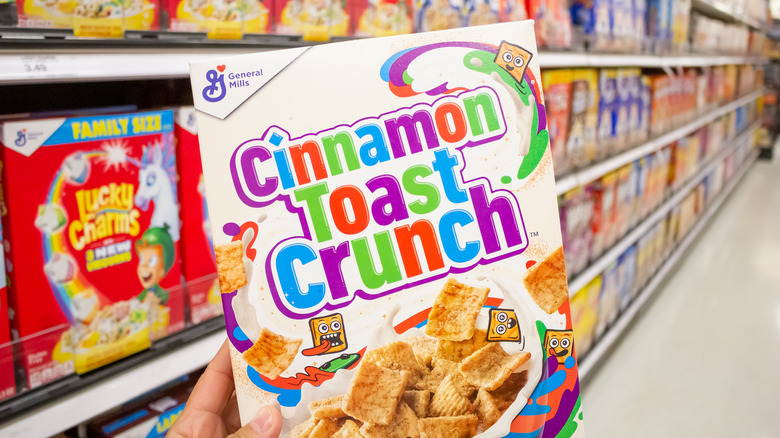 Cinnamon Toast Crunch box in the cereal aisle