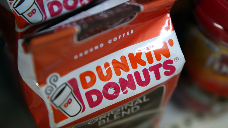 dunkin coffee bag close up