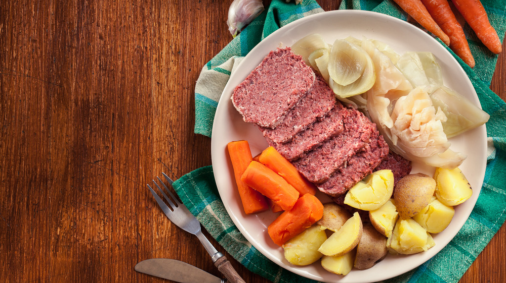 Corned beef, cabbage, potatoes, carrots