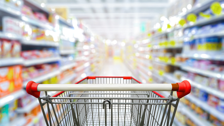 Empty cart in a grocery store