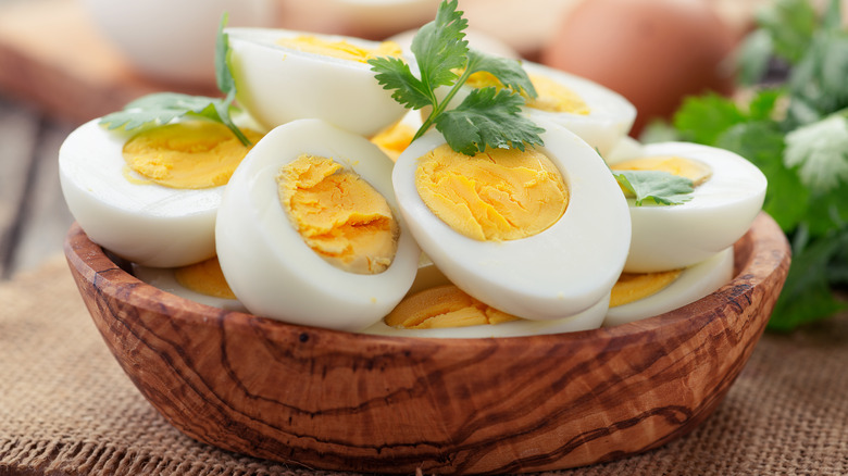 Bowl of hard-boiled eggs