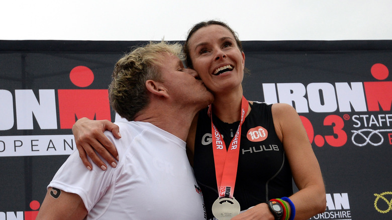 Gordon Ramsay kissing Tana Ramsay