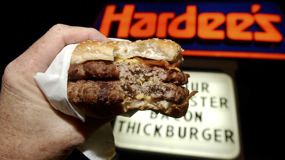 Hardee's sign and burger