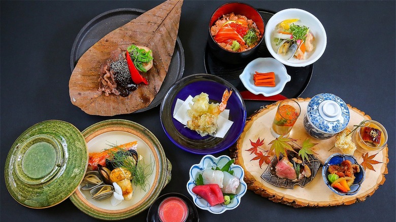 A selection of kaiseki dishes