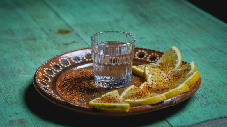 Glass of mezcal