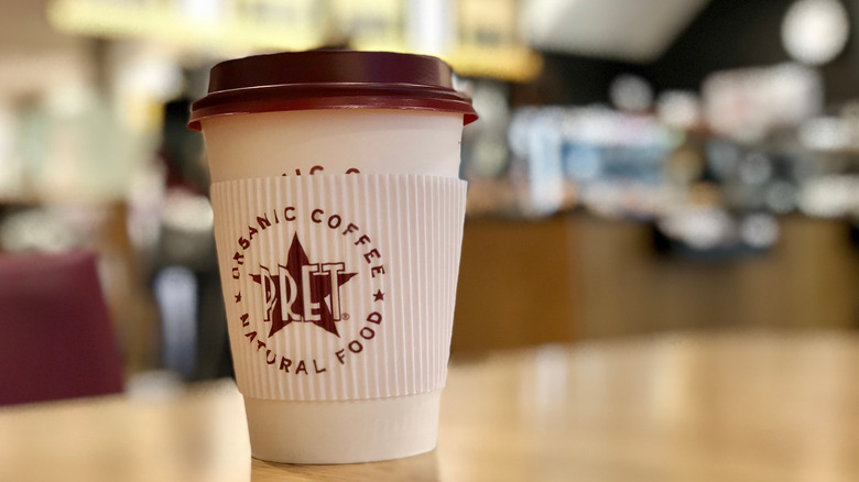 Disposable cup inside Pret store