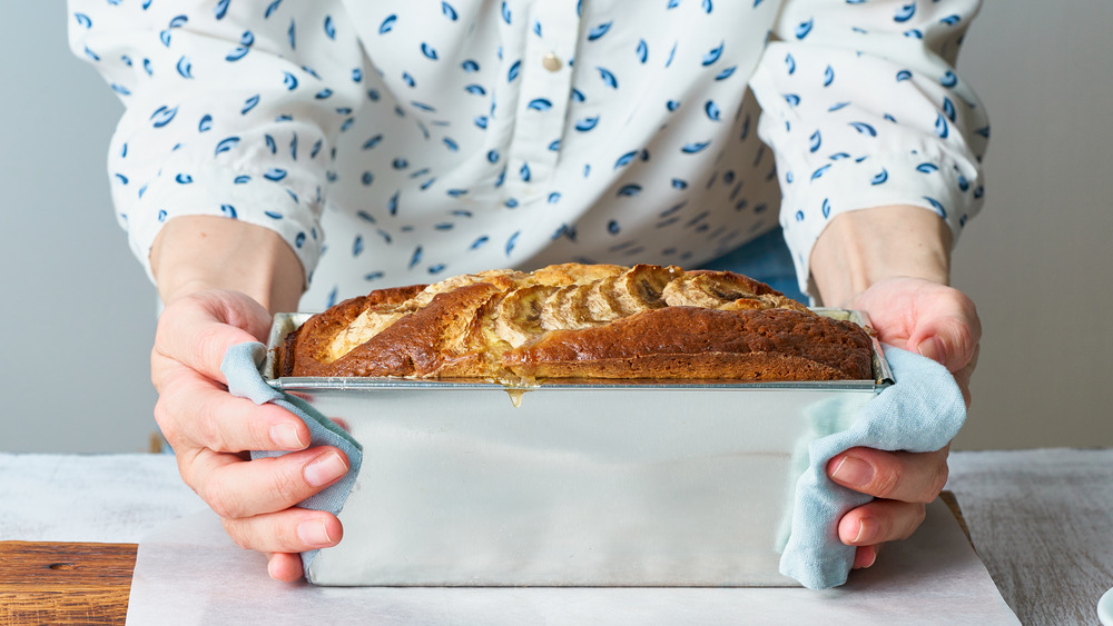 baked bread in pan