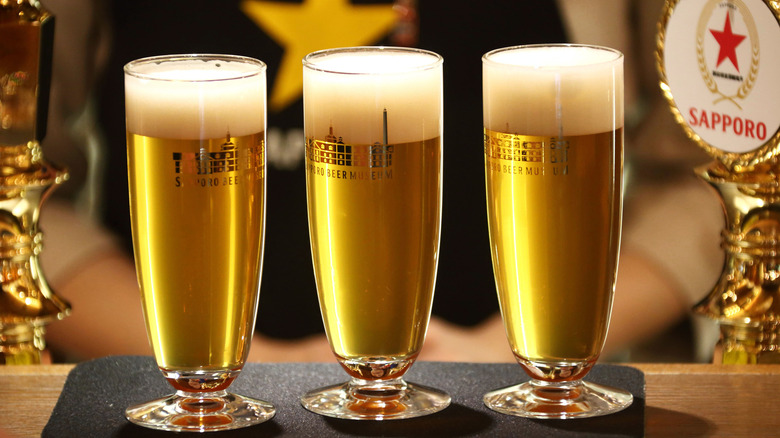 Glasses of Japanese lager