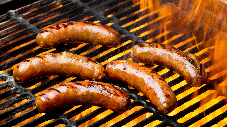 sausages on grill