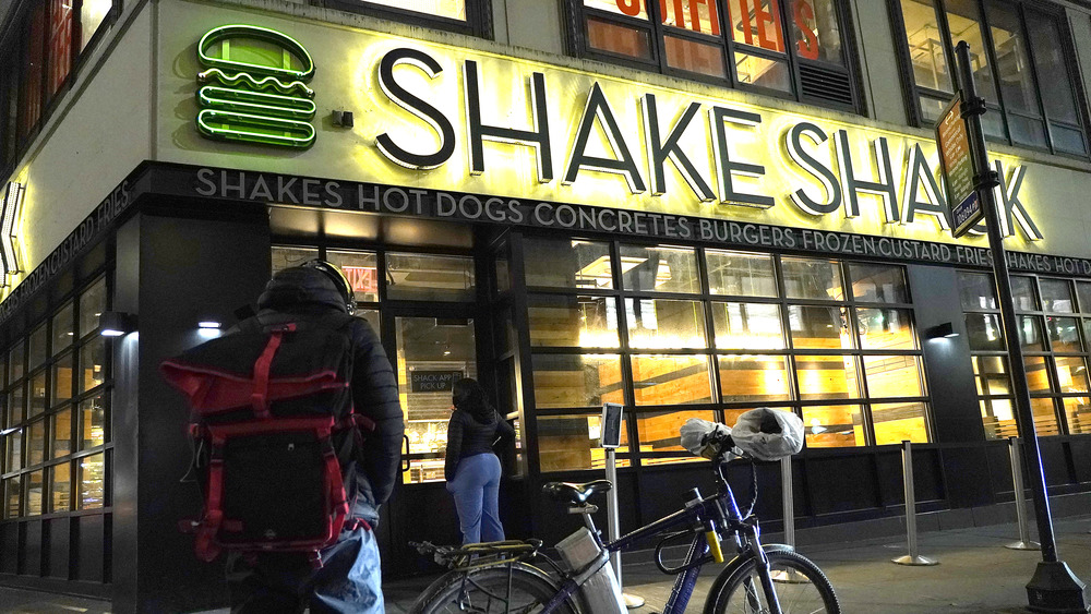 Exterior of a Shake Shack at Night