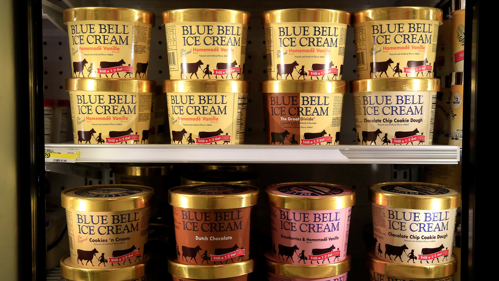 Blue Bell ice cream shelves