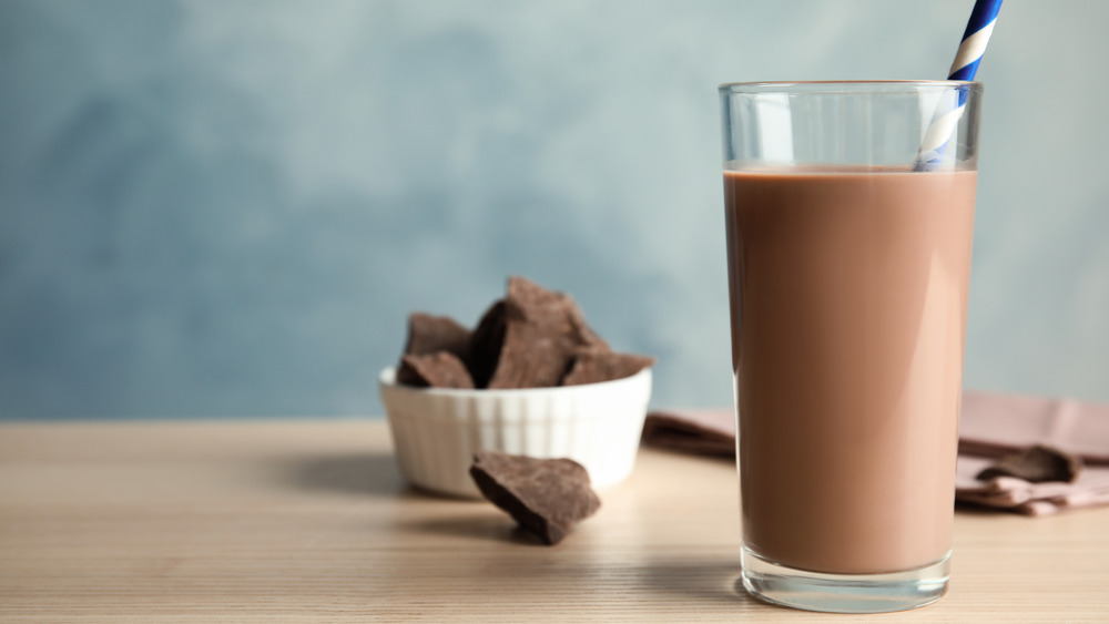 Chocolate milk in a glass