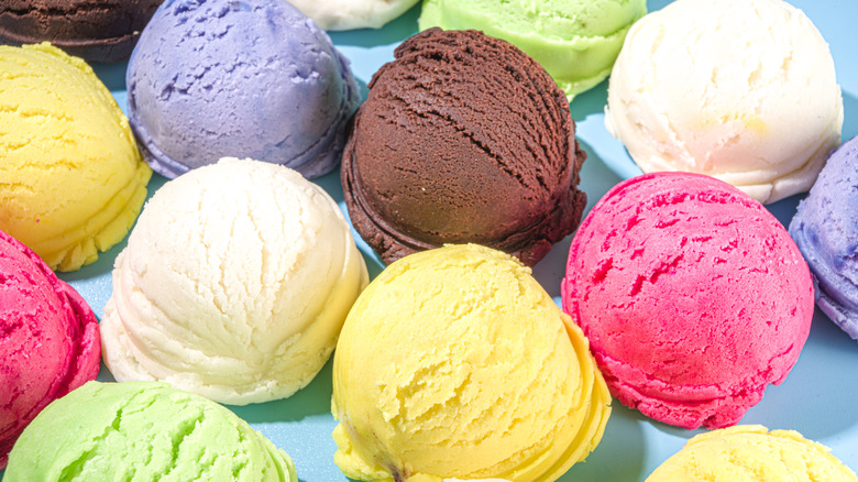Close up of multiple ice creams