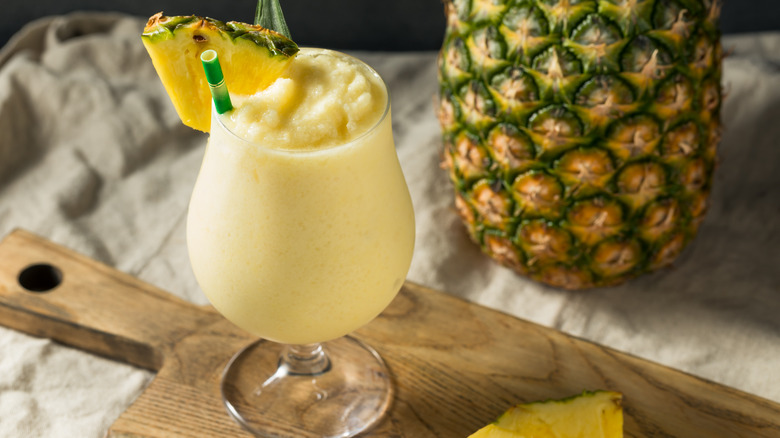 Blended piña colada drink 