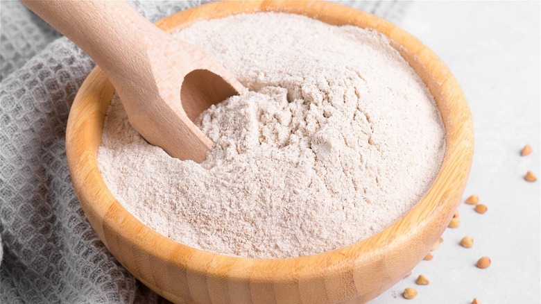 wooden bowl of flour