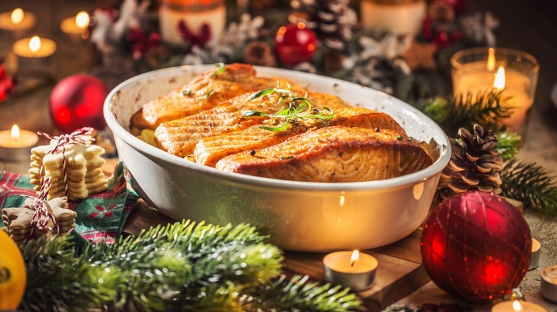 fish served at christmas table