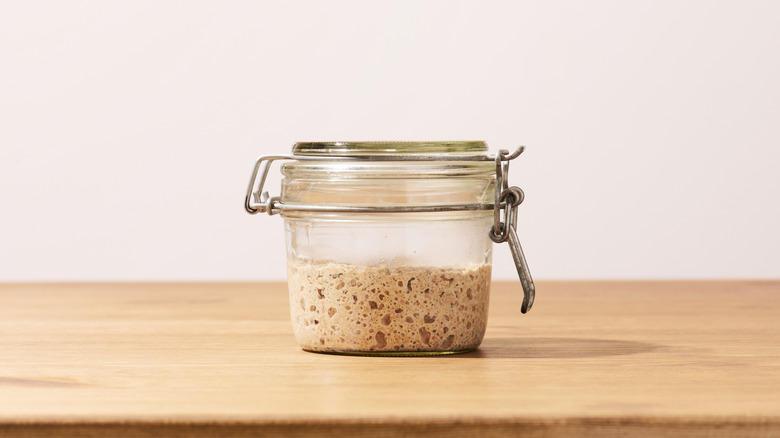 Sourdough starter in jar