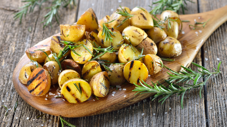 Grilled baby potatoes with rosemary
