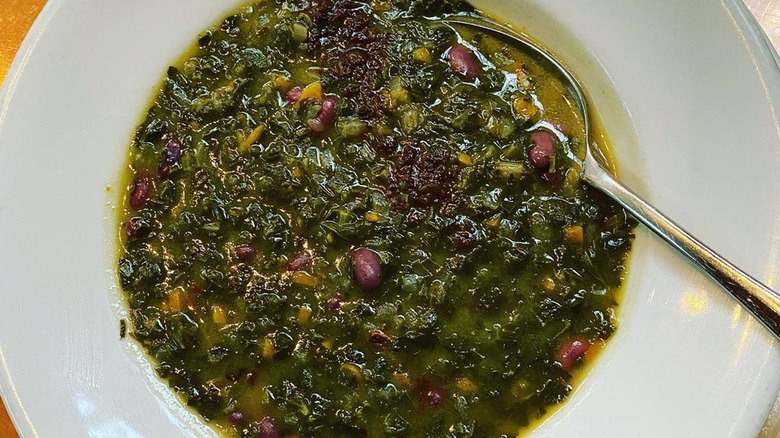green gumbo in bowl