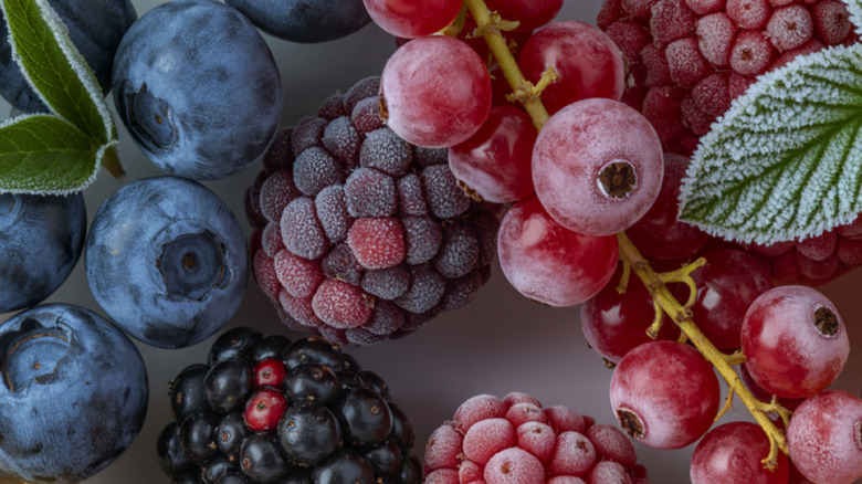 An assortment of frozen berries