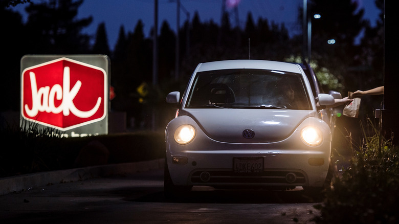 Jack in the Box drive-thru at night