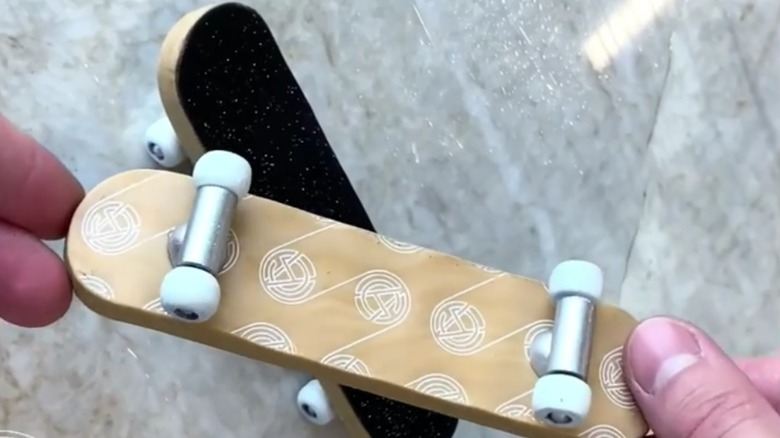 Mini skateboard made from caramel