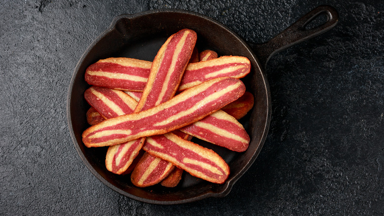 plant-based bacon in cast iron