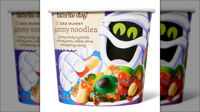 container of assorted Halloween themed gummy candy