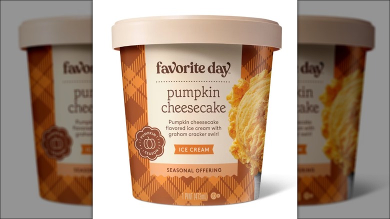 carton of pumpkin cheesecake flavored ice cream